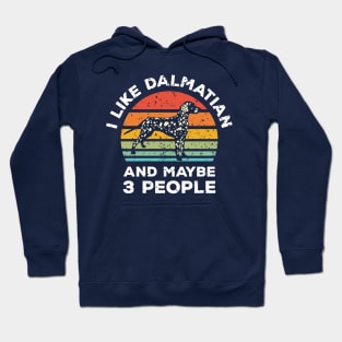 I Like Dalmatian and Maybe 3 People, Retro Vintage Sunset with Style Old Grainy Grunge Texture Hoodie